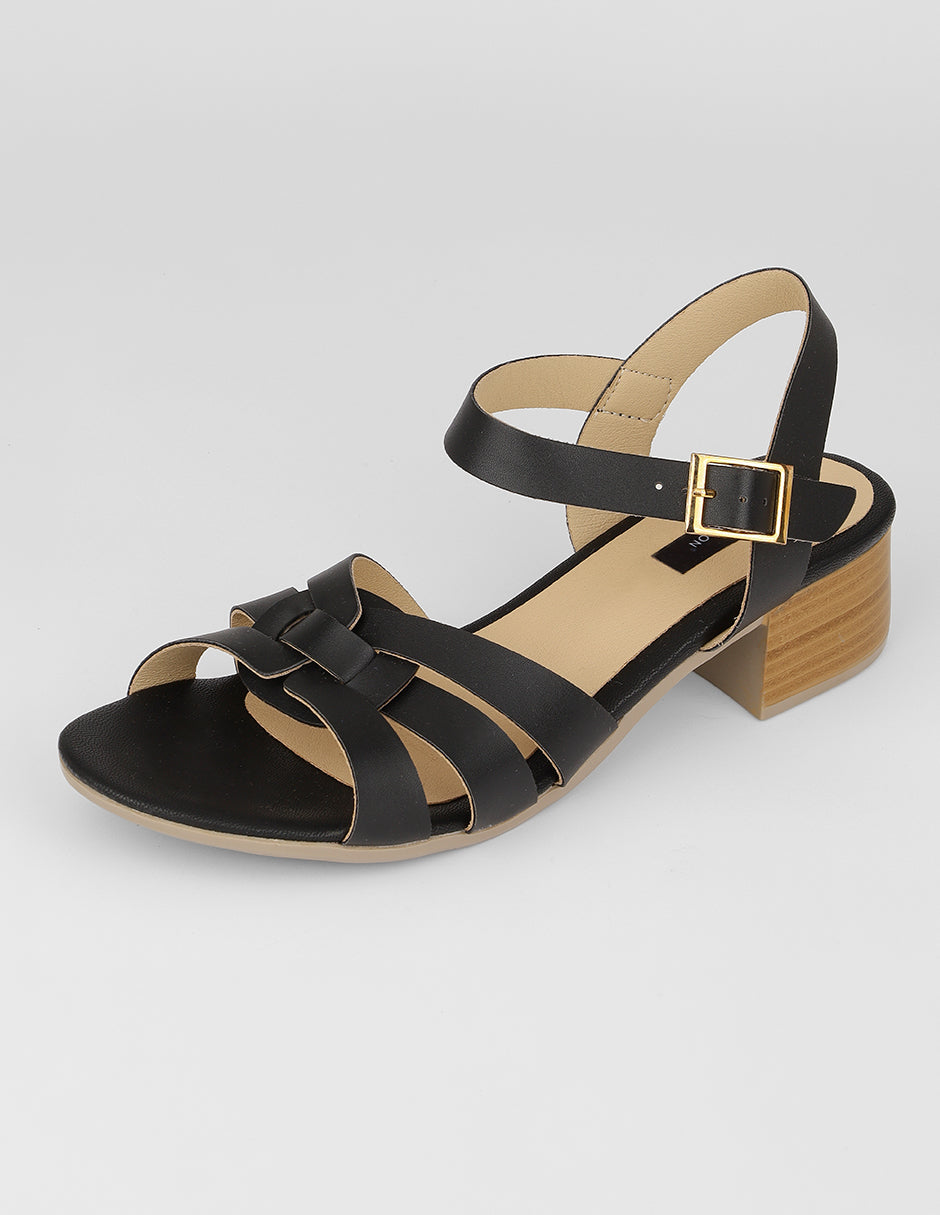 Sandalia con tacón Stela en Piel vegana – Negro