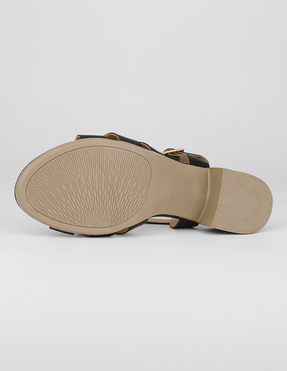 Sandalia con tacón Stela en Piel vegana – Negro