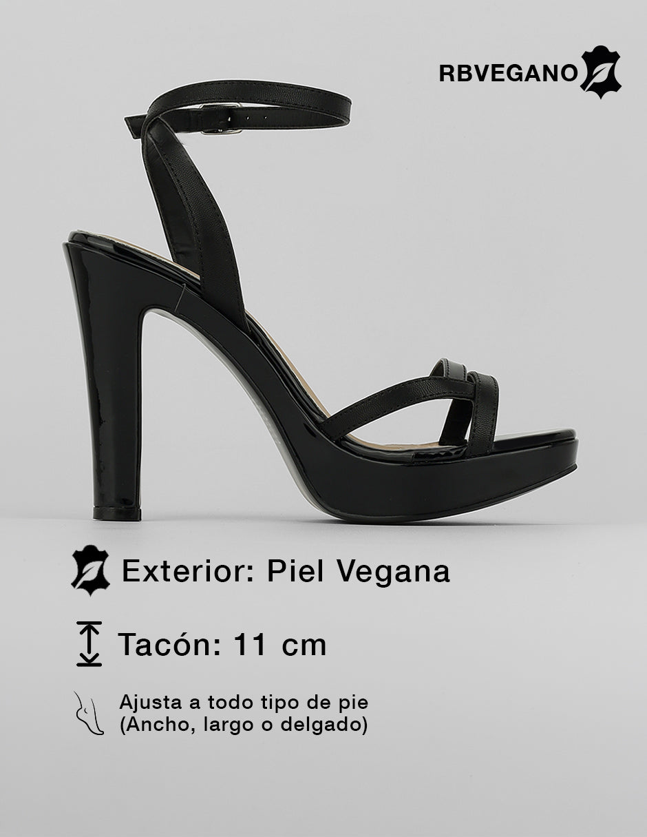 Sandalia con tacón Classy en Piel vegana – Negro