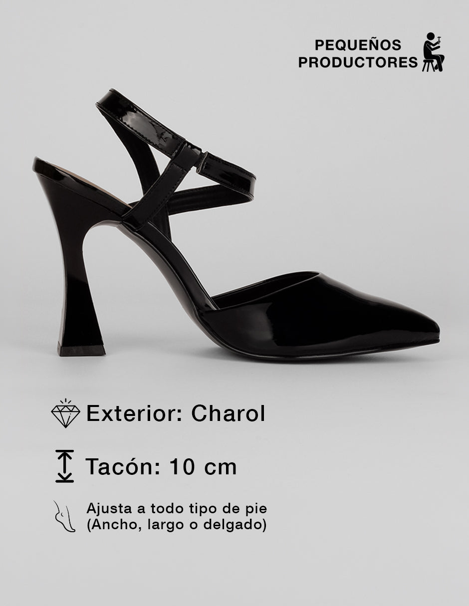 Zapatillas Slingback en Charol – Negro