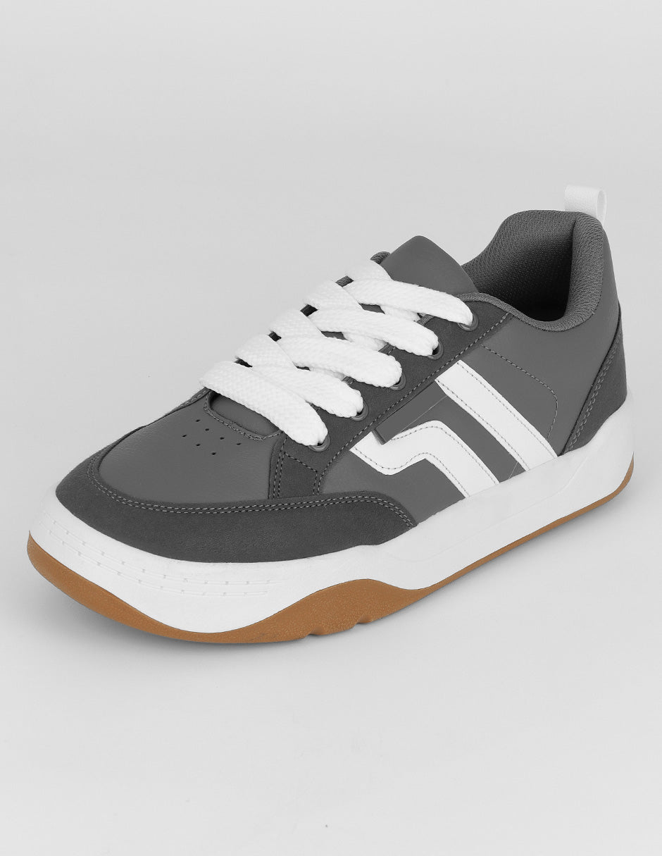 Tenis con cordones Urban en Piel vegana – Gris
