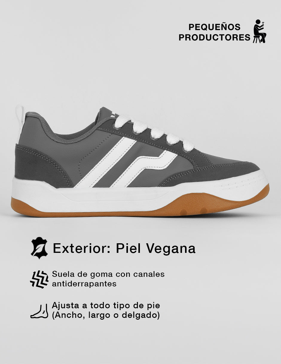 Tenis con cordones Urban en Piel vegana – Gris
