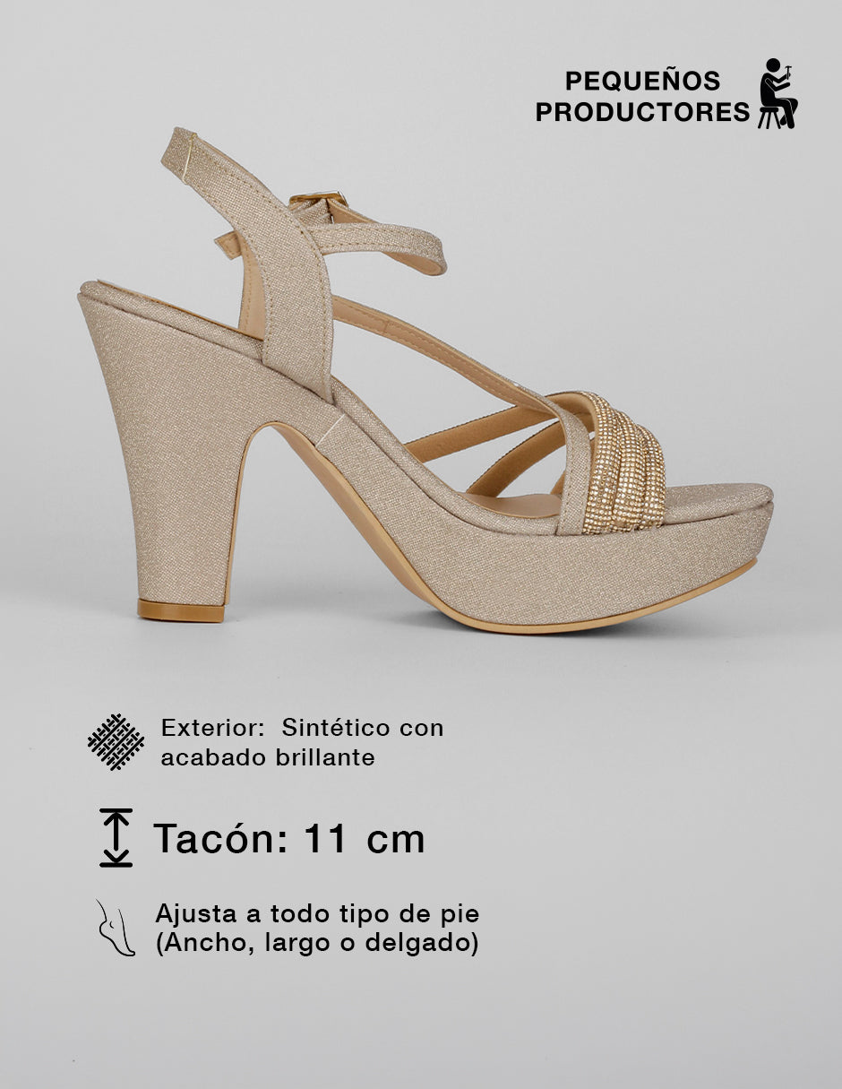 Sandalia con tacón Glowm en Sintético – Dorado
