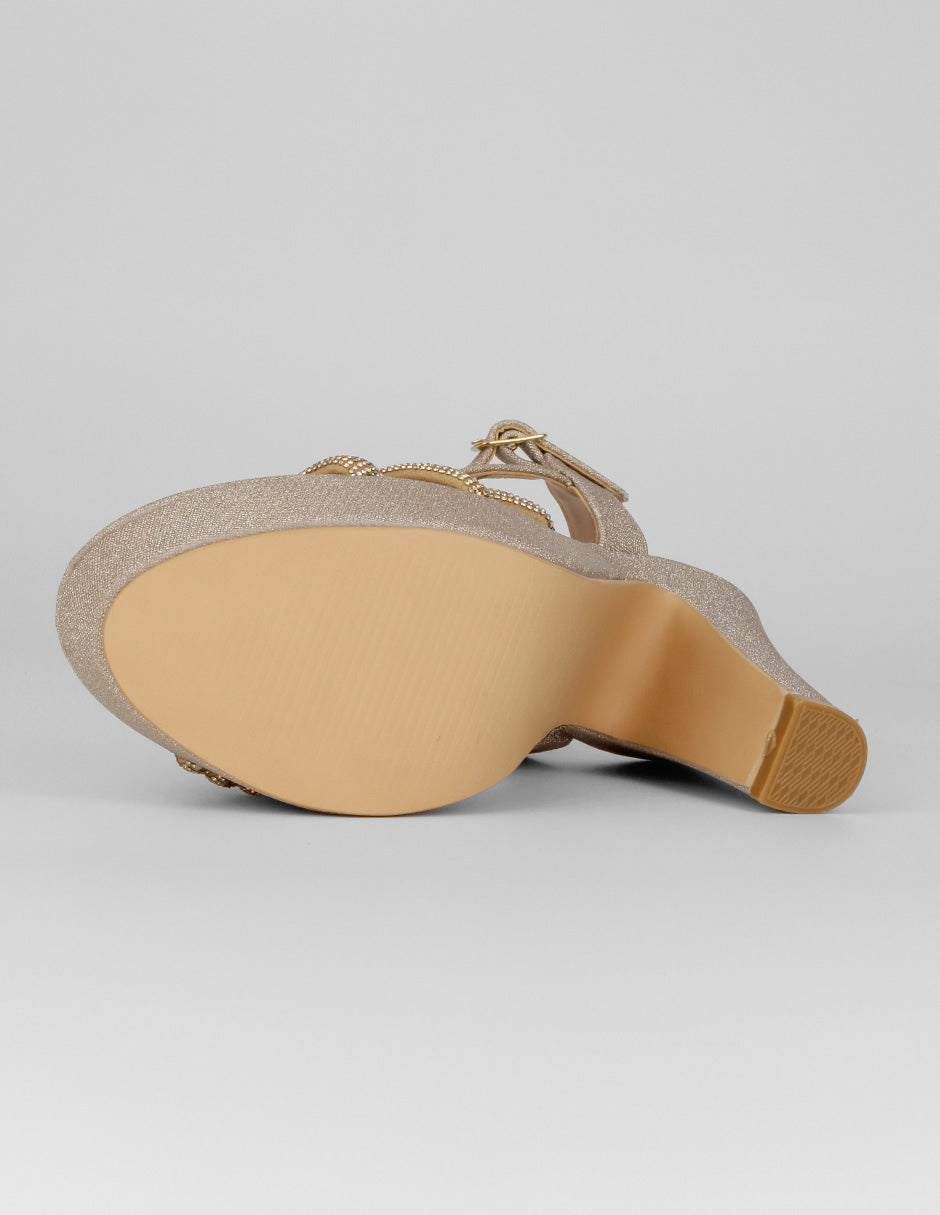 Sandalia con tacón Glowm en Sintético – Dorado