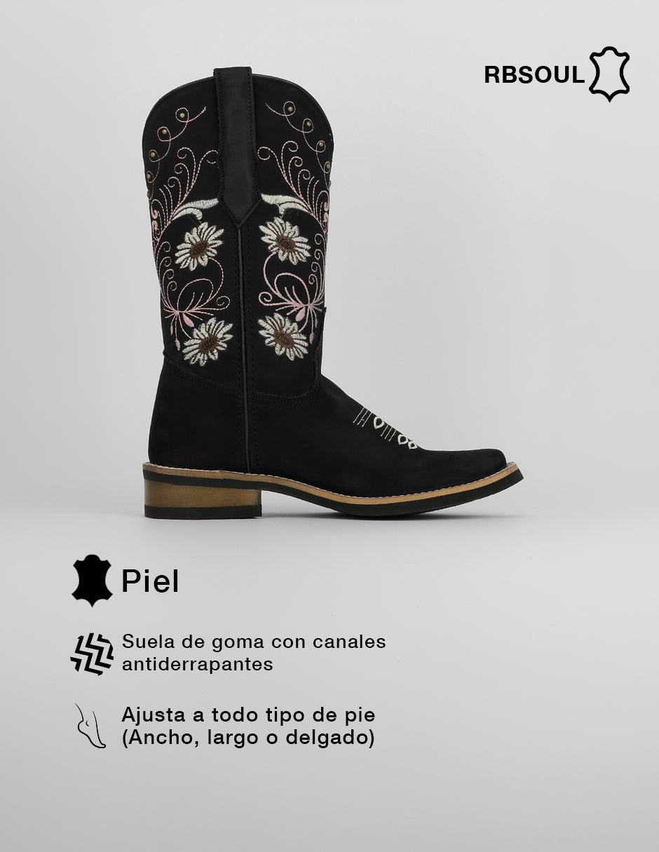 Botas altas West en Piel – Negro