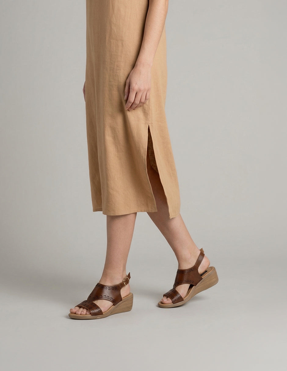 Sandalias con plataforma Soft en Piel vegana – Café
