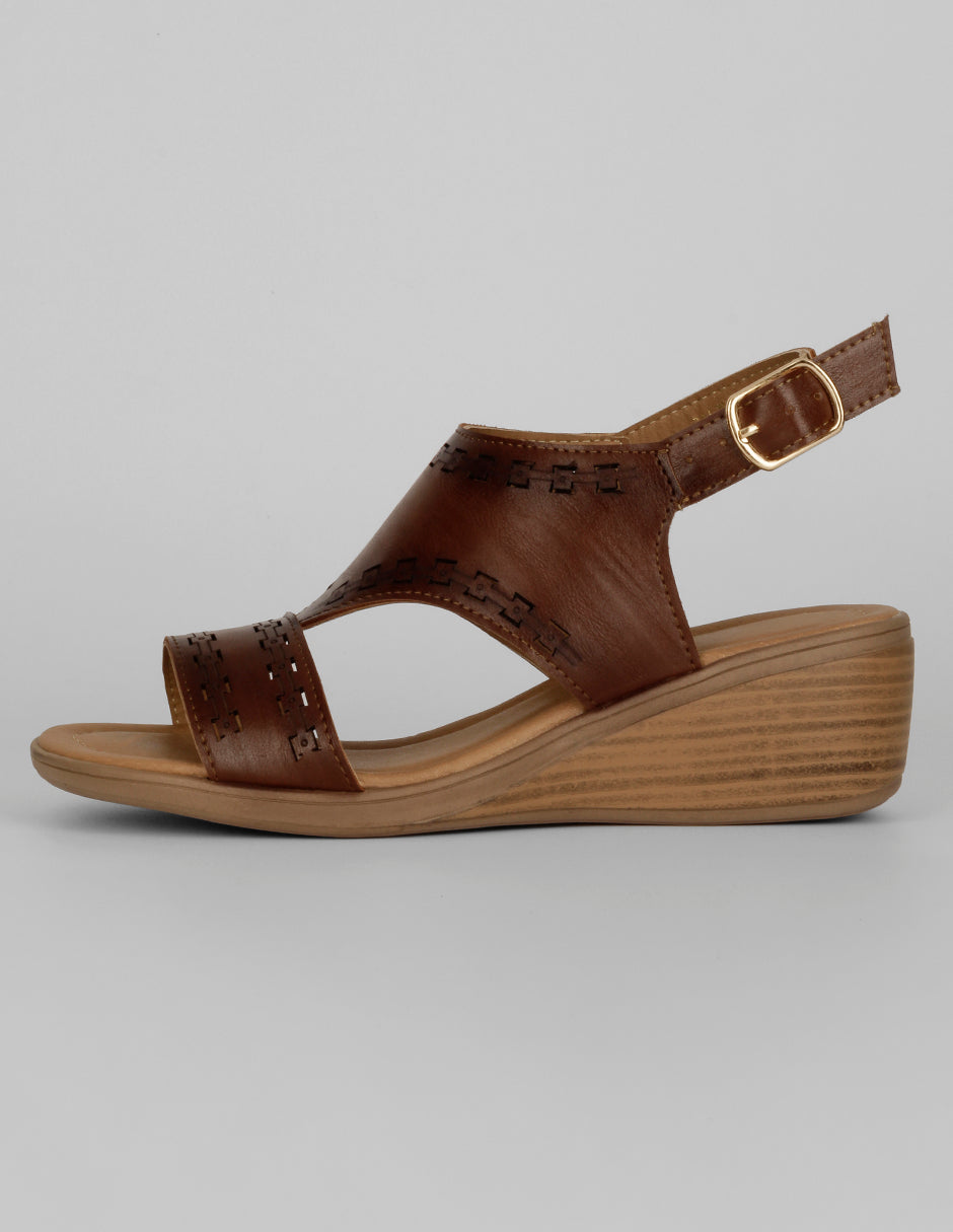 Sandalias con plataforma Exterior Piel vegana Color Café Para Mujer De RBCOLLECTION
