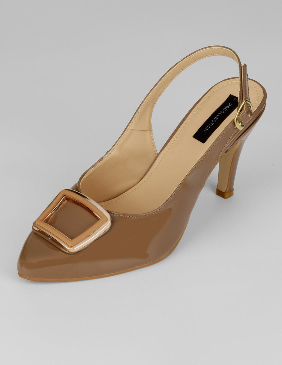 Zapatillas Slingback en Charol – Café