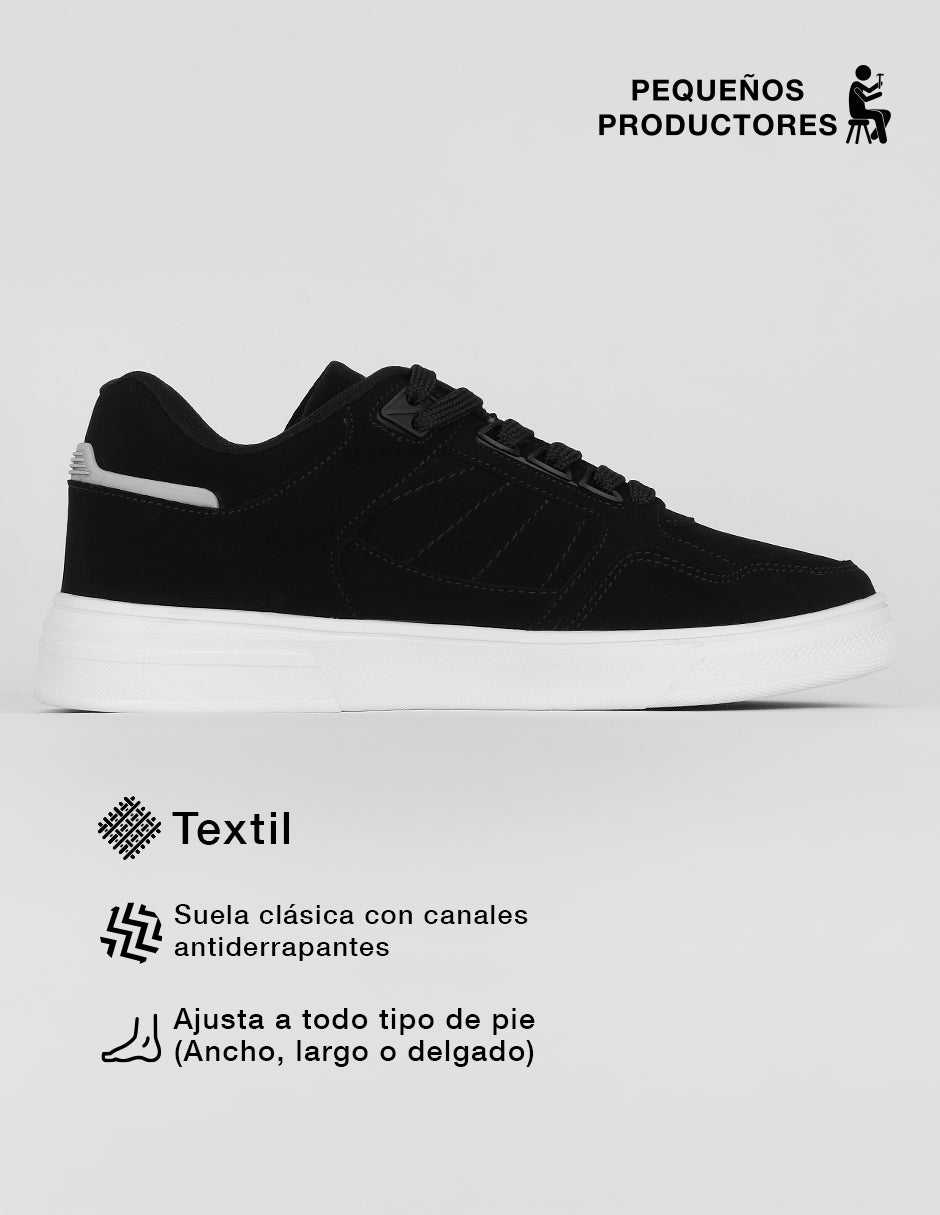 Tenis con cordones Urban en Textil – Negro