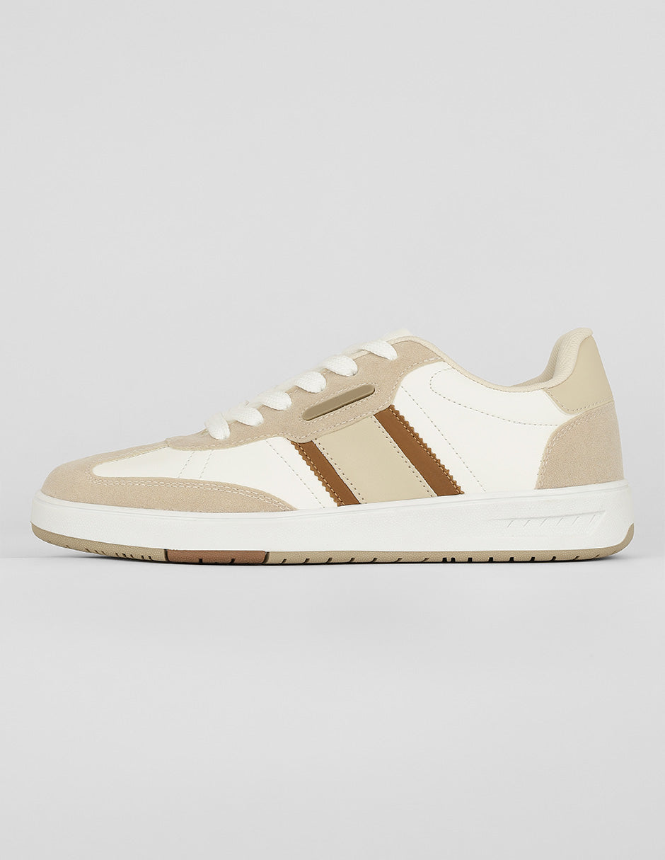 Tenis con cordones Exterior Piel vegana Color Beige Para Hombre De RBCOLLECTION