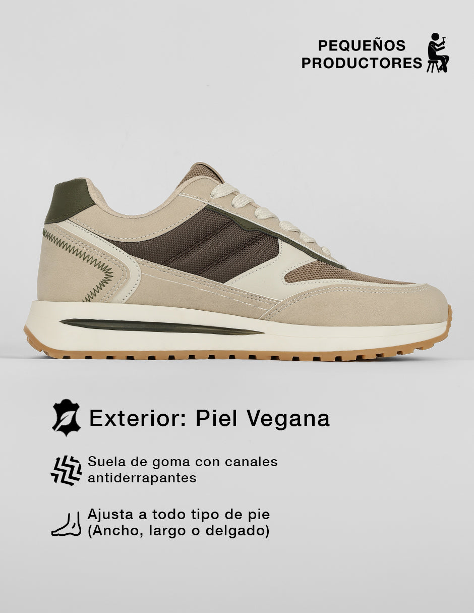 tenis tipo deportivo Pol en Piel vegana – Beige