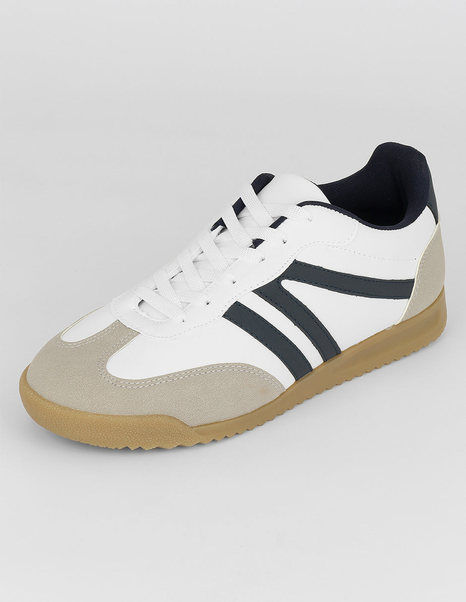 Tenis con cordones Sam en Piel vegana – Blanco