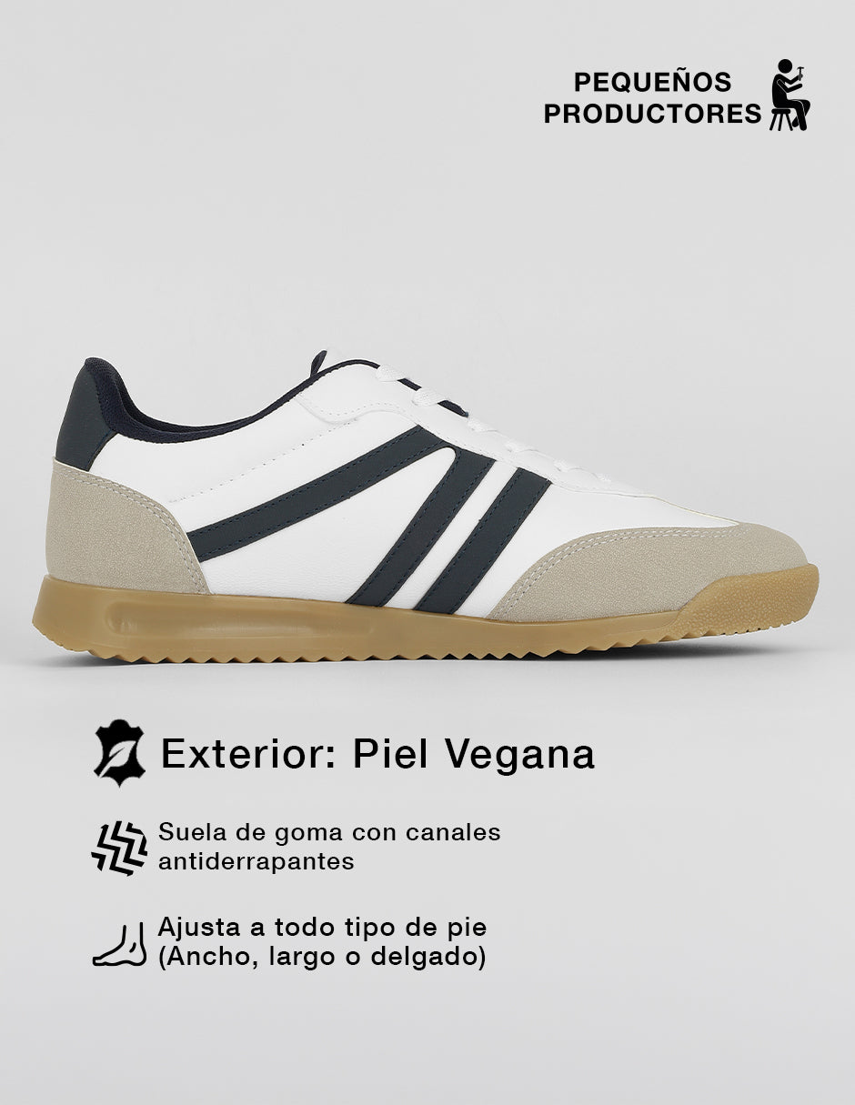 Tenis con cordones Sam en Piel vegana – Blanco