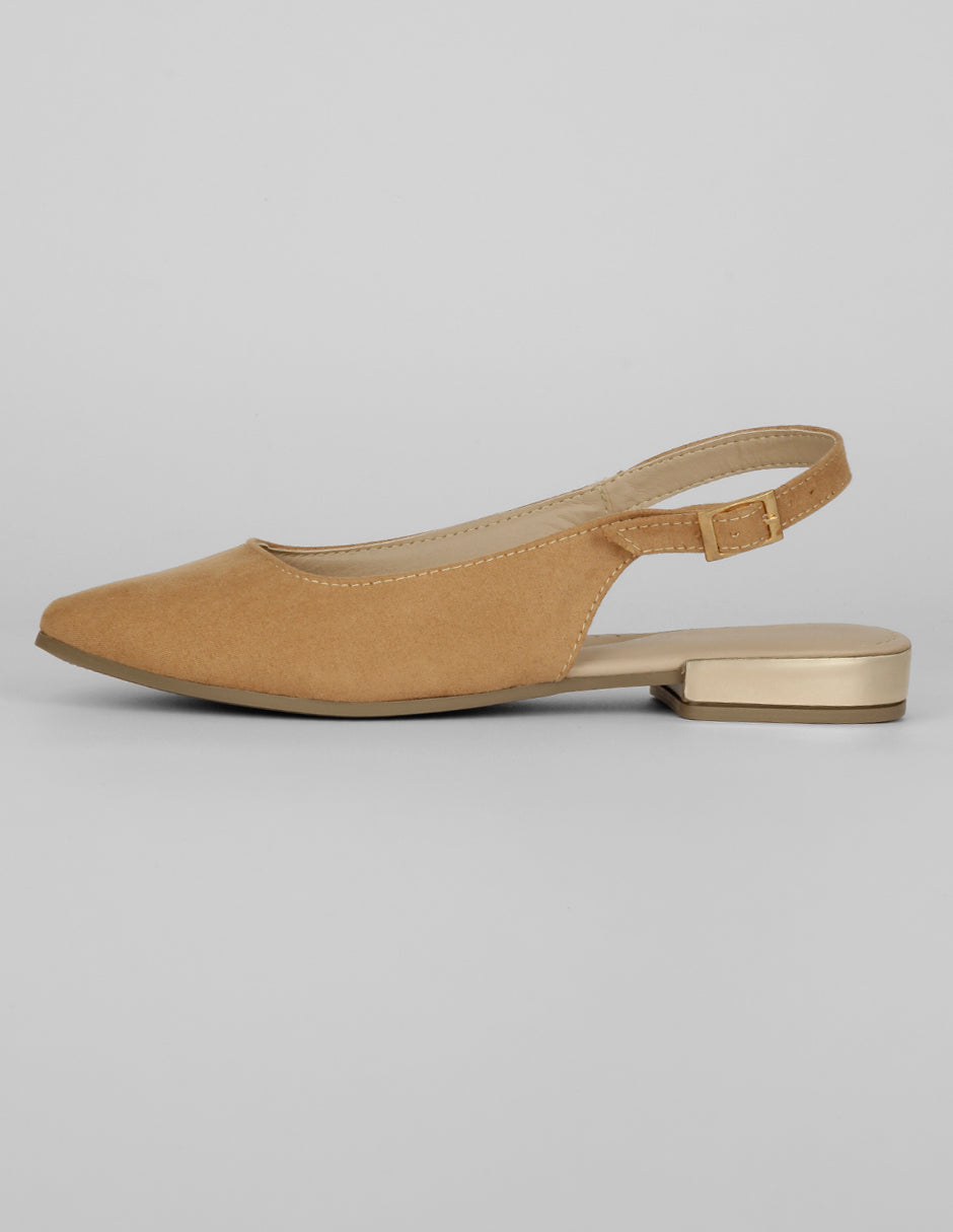 Flats puntales Exterior Gamuza Color Café Para Mujer De RBCOLLECTION