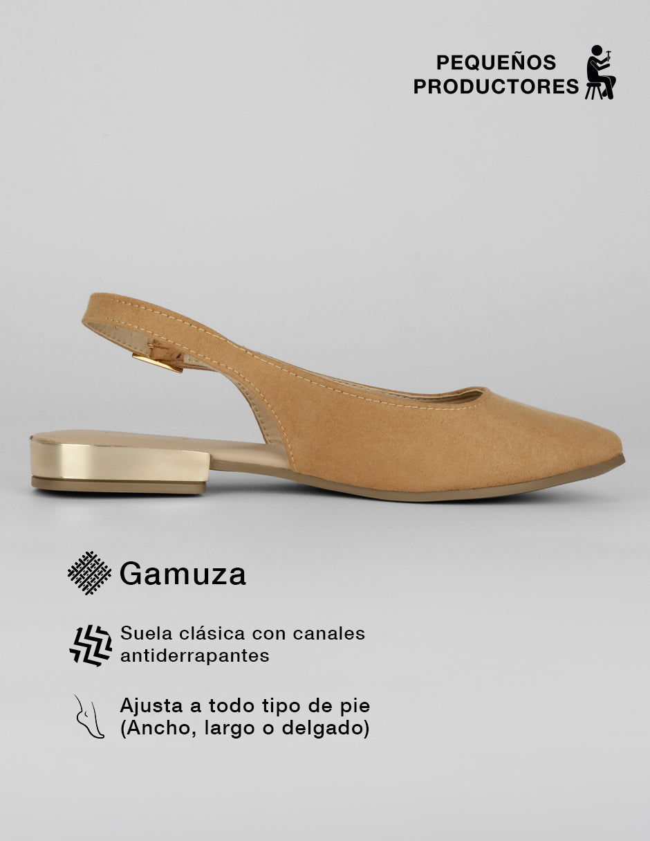 Flats puntales Onne en Gamuza – Café