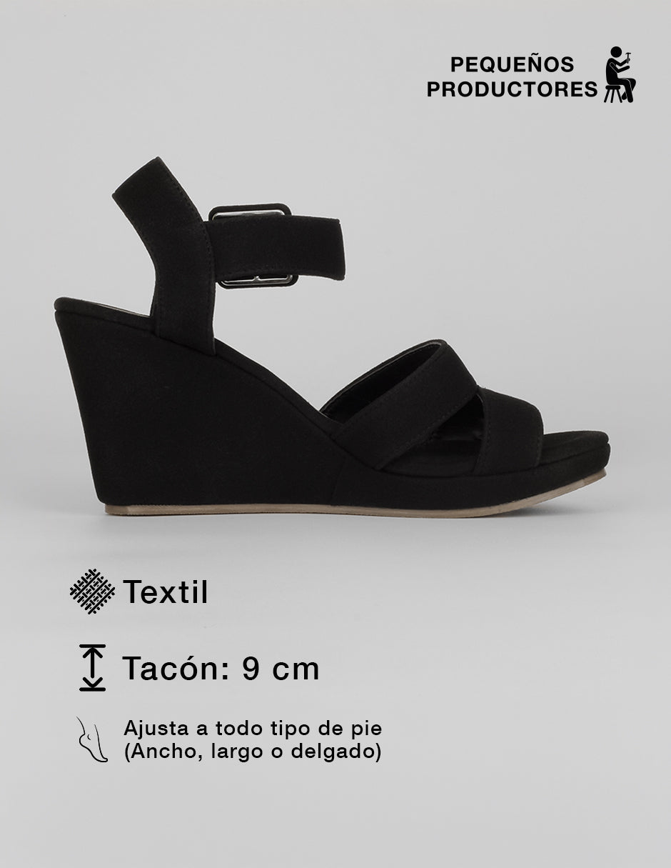 Sandalias con plataforma Naia en Textil – Negro