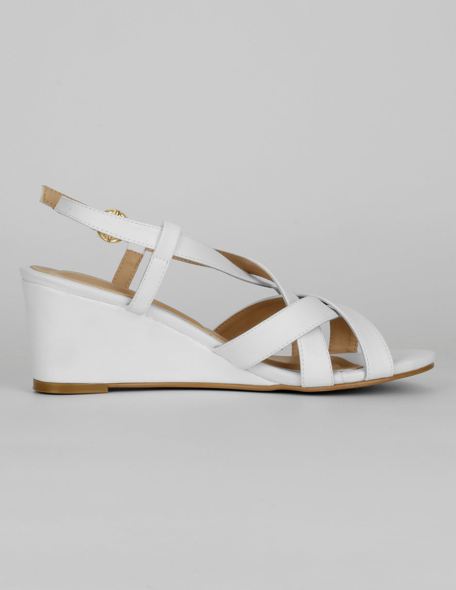 Sandalias con plataforma Naia en Piel vegana – Blanco