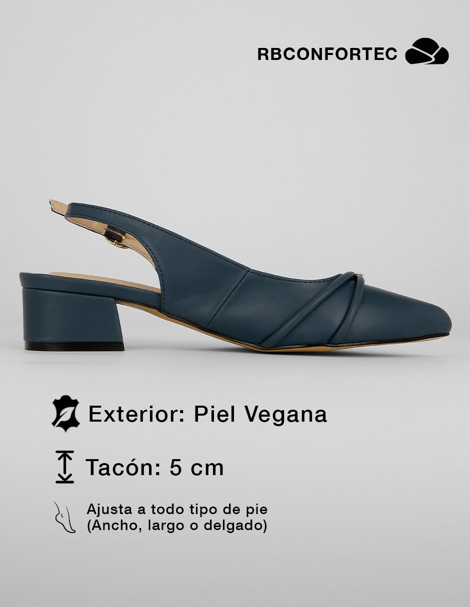 Zapatillas Slingback en Piel vegana – Azul