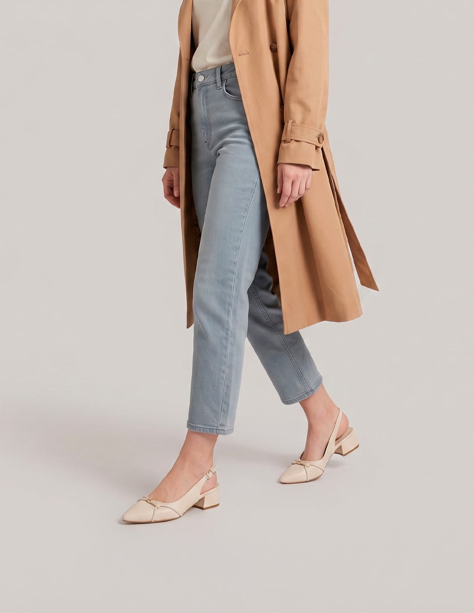 Zapatillas Slingback en Piel vegana – Beige