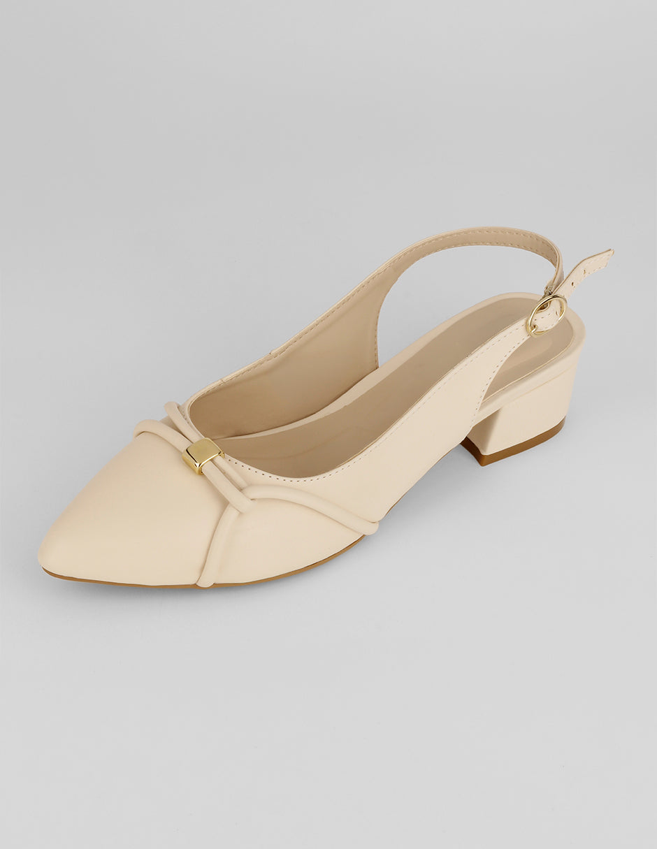 Zapatillas Slingback en Piel vegana – Beige