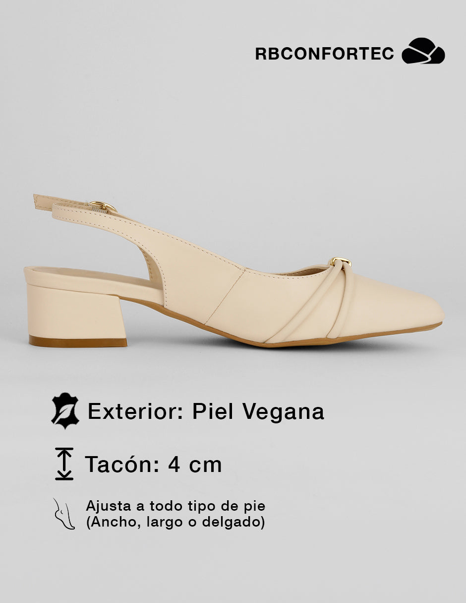 Zapatillas Slingback en Piel vegana – Beige