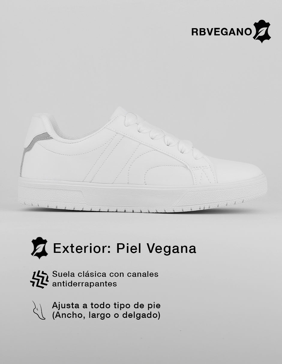 Tenis con cordones  Urban en Piel vegana – Blanco
