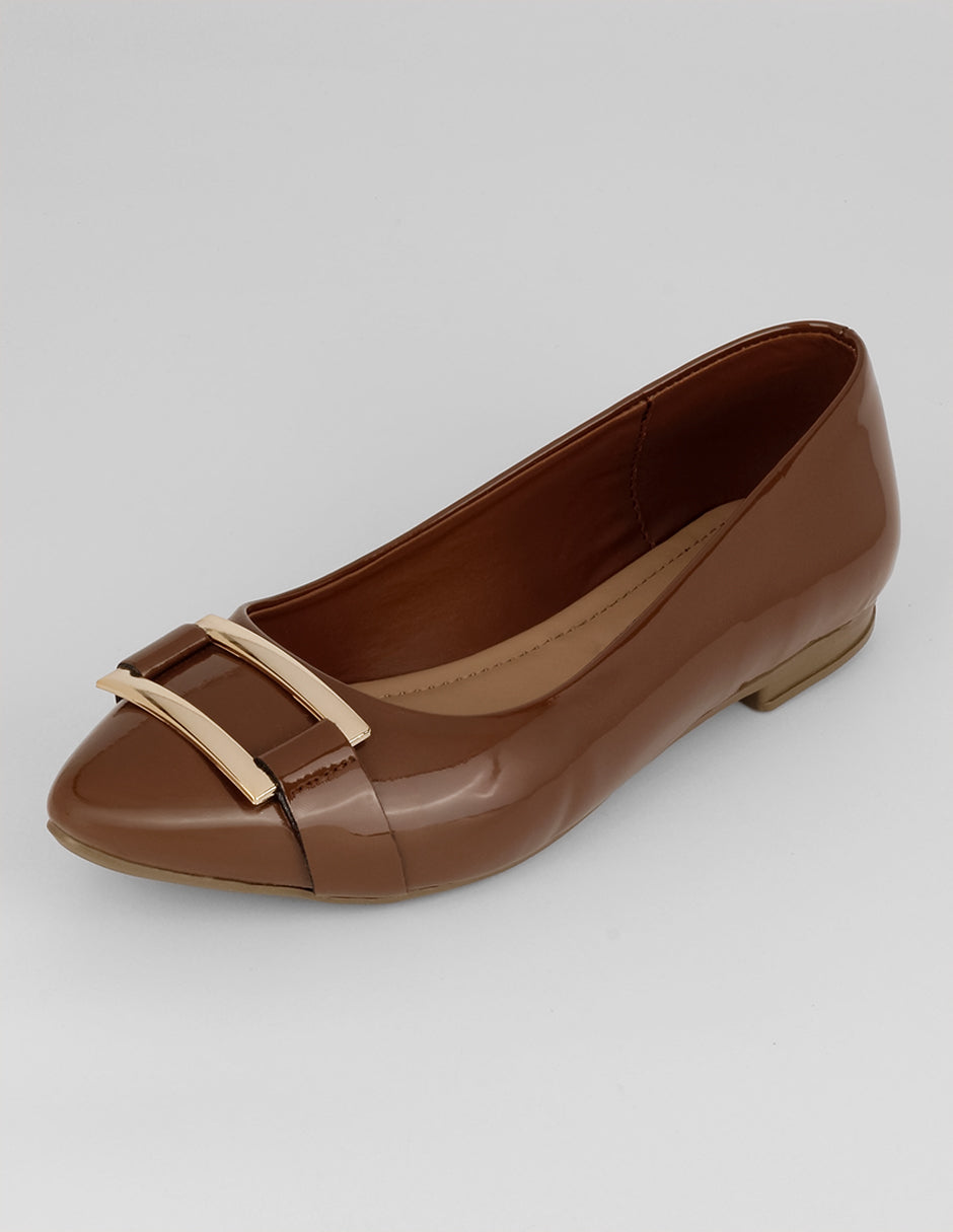 Flats puntales Soft en Charol – Café