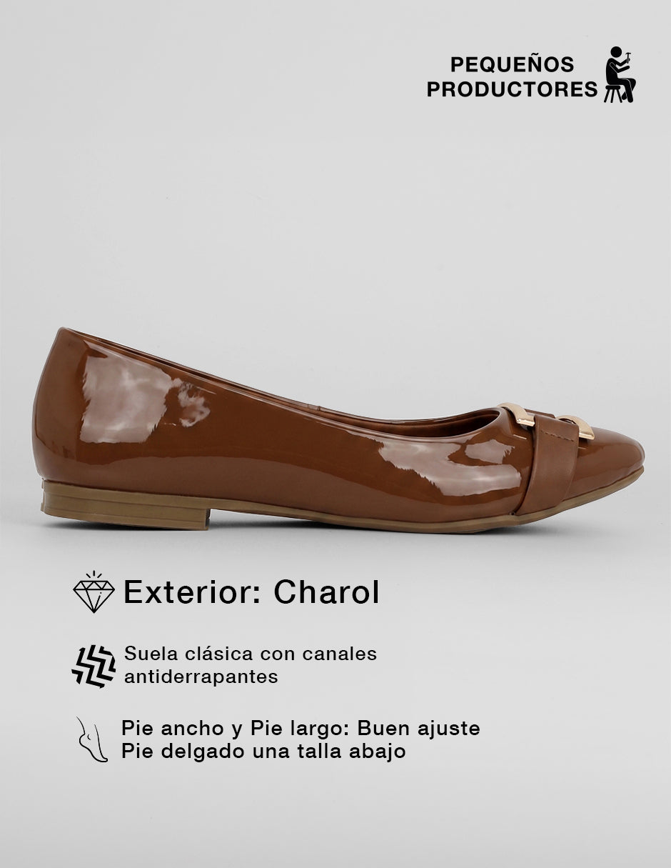 Flats puntales Soft en Charol – Café