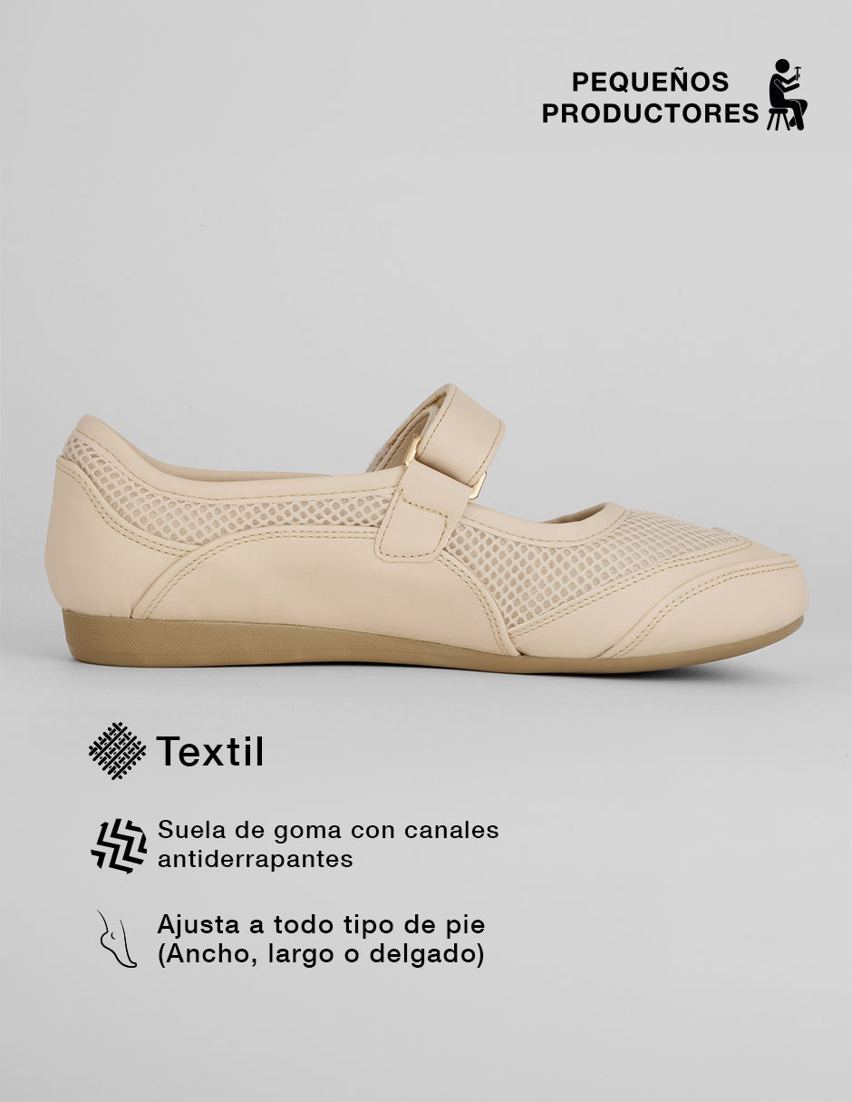 mary jane Naia en Textil – Beige