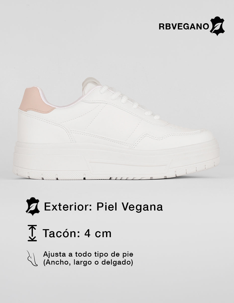 Tenis con cordones  Urban en Piel vegana – Blanco
