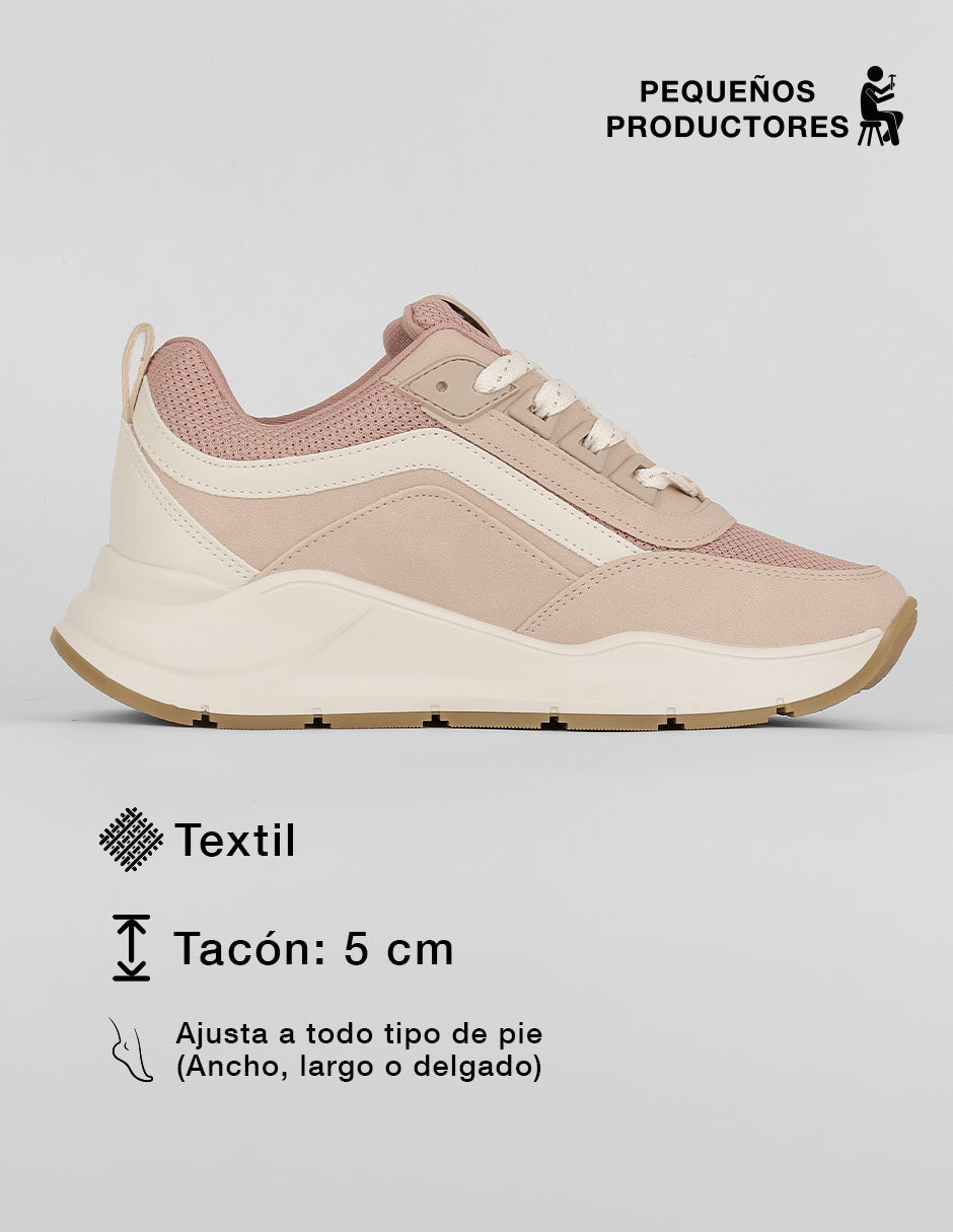 Tenis tipo deportivo  Urban en Textil – Rosa