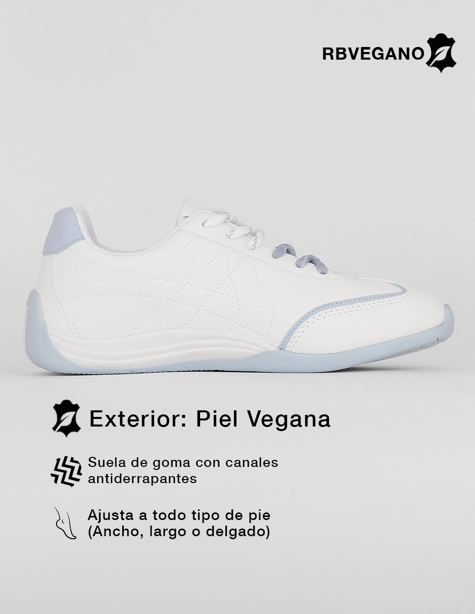 Tenis con cordones  Sam en Piel vegana – Blanco