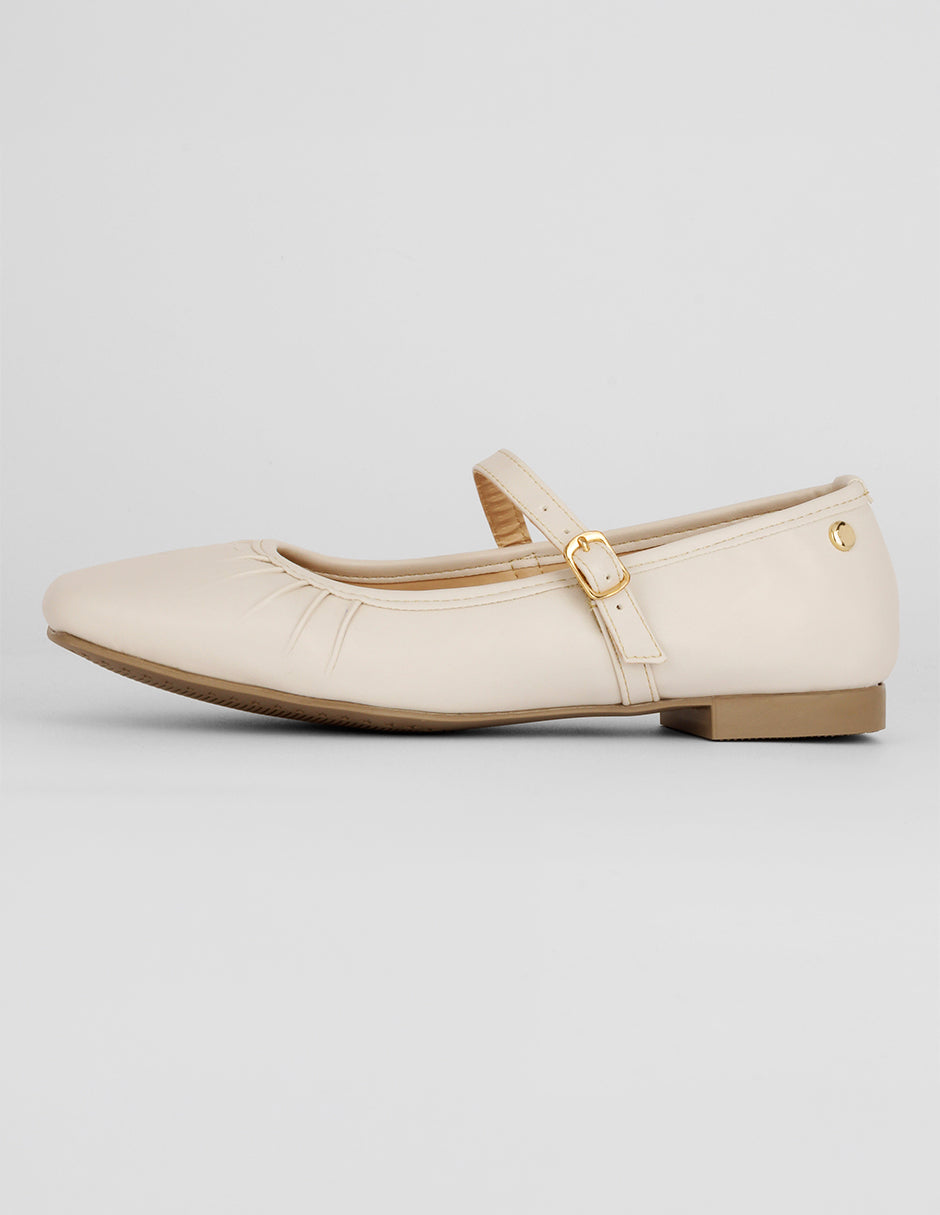 mary jane Exterior Piel vegana Color Beige Para Mujer De RBCOLLECTION