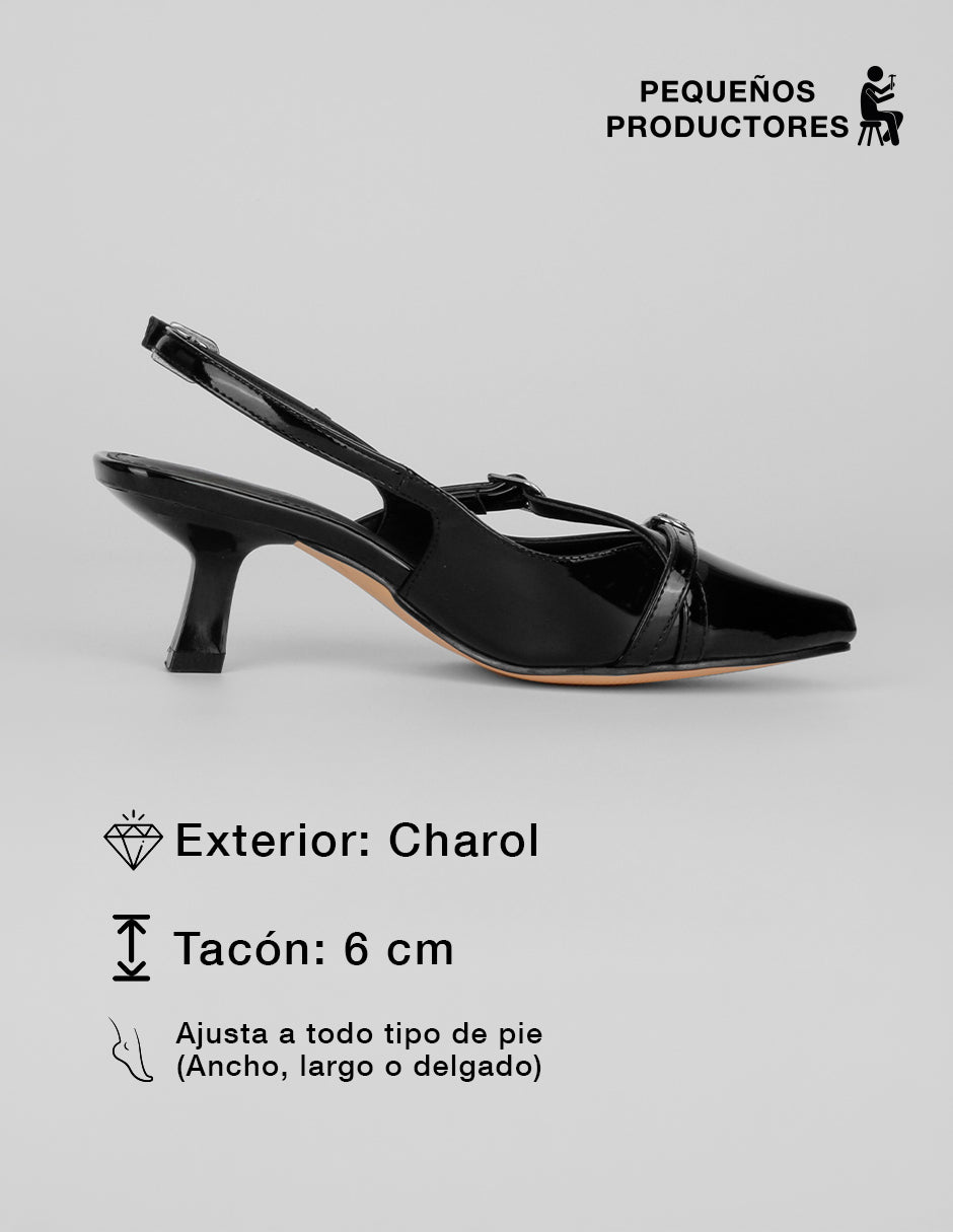 Zapatillas Slingback en Charol – Negro