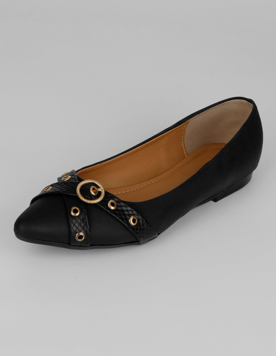 Flats puntales Soft en Piel vegana – Negro