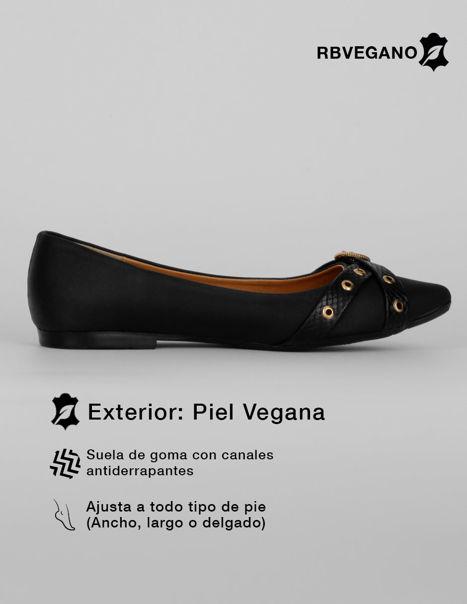 Flats puntales Soft en Piel vegana – Negro