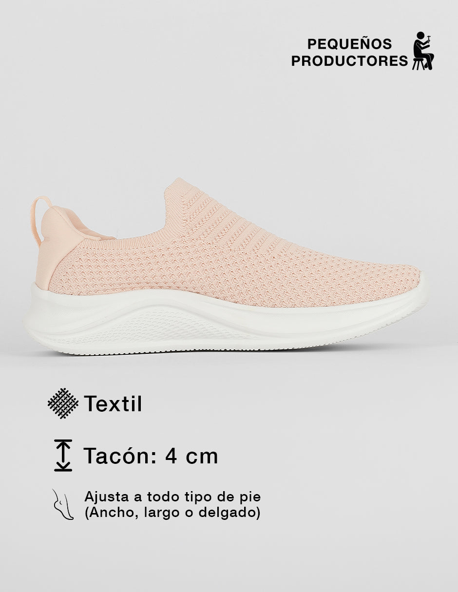 Zapatos de confort  Comfy en Textil – Rosa