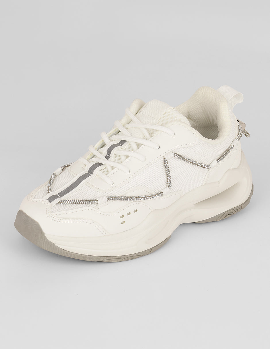 Tenis con cordones  Urban en Textil – Blanco