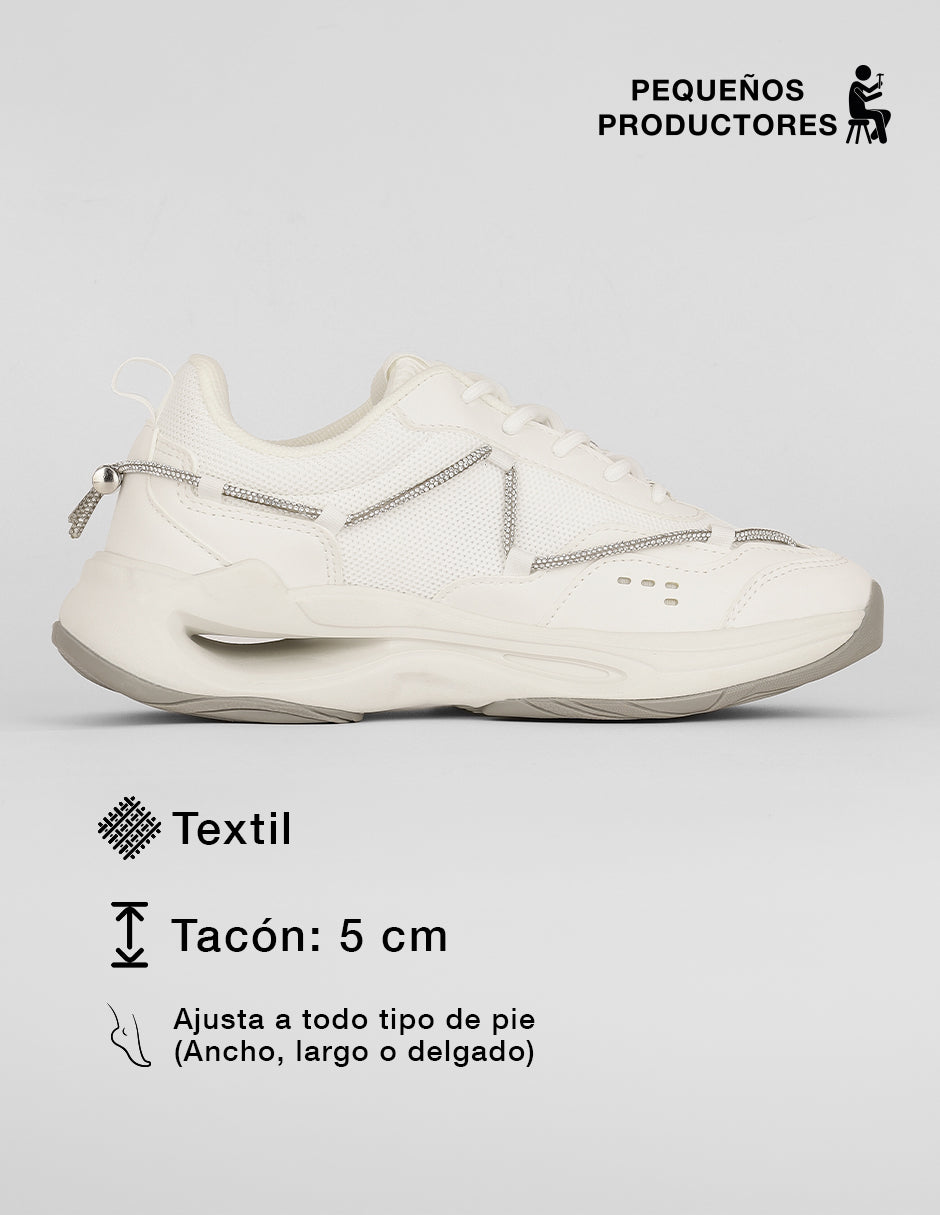 Tenis con cordones  Urban en Textil – Blanco
