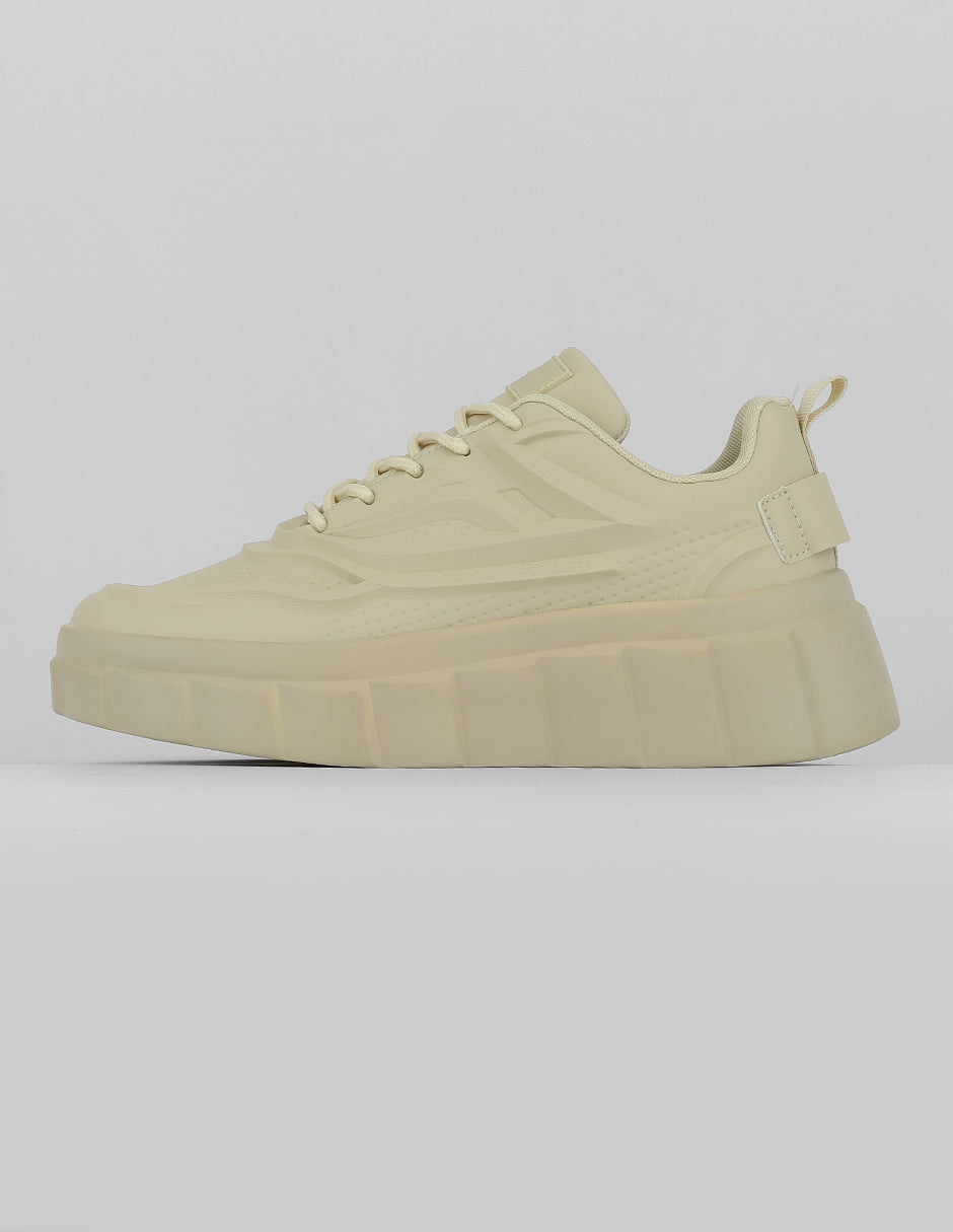 Tenis con cordones Exterior Sintético Color Beige Para Mujer De RBCOLLECTION