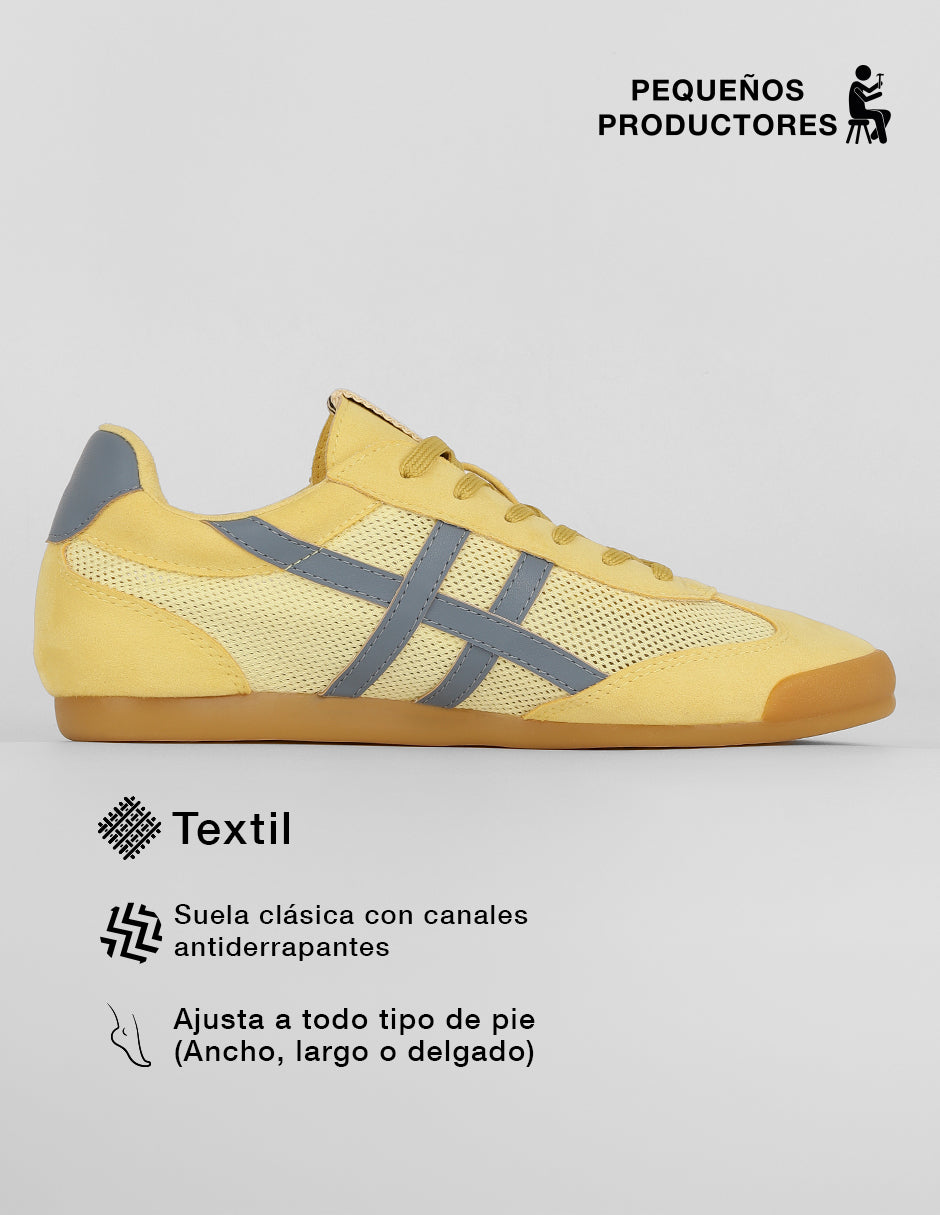 Tenis con cordones  Sam en Textil – Amarillo