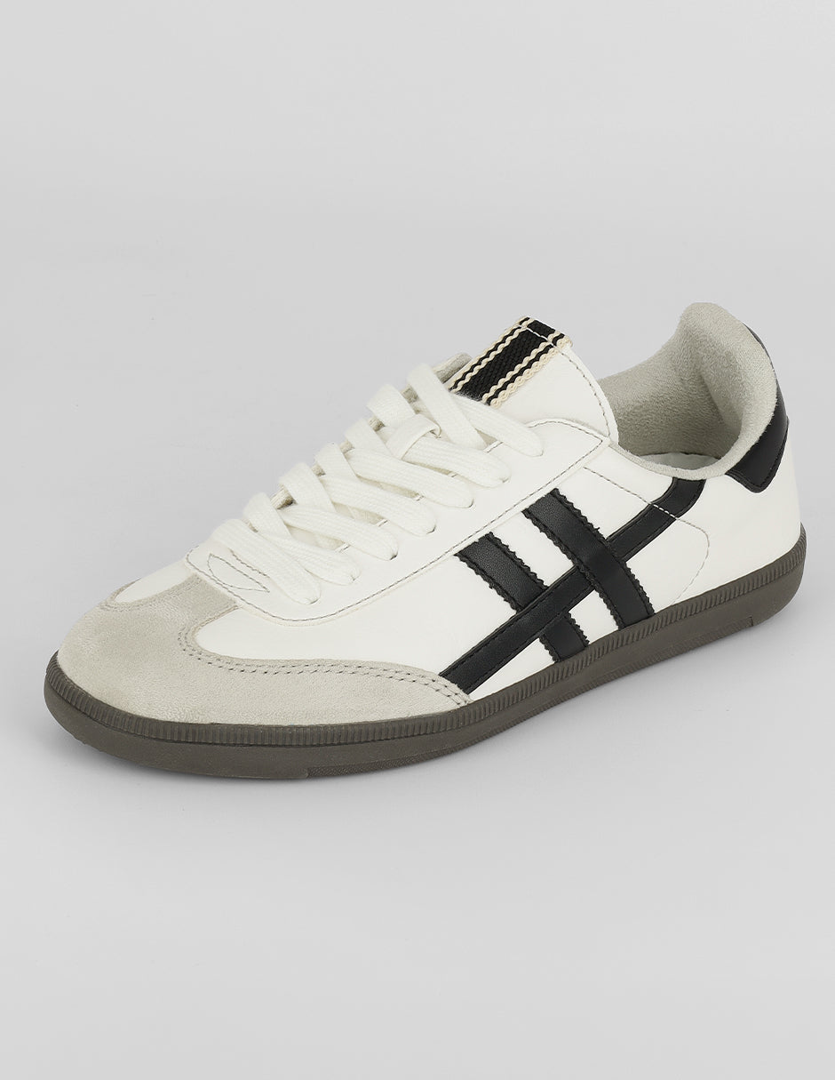 Tenis con cordones  Sam en Piel vegana – Blanco