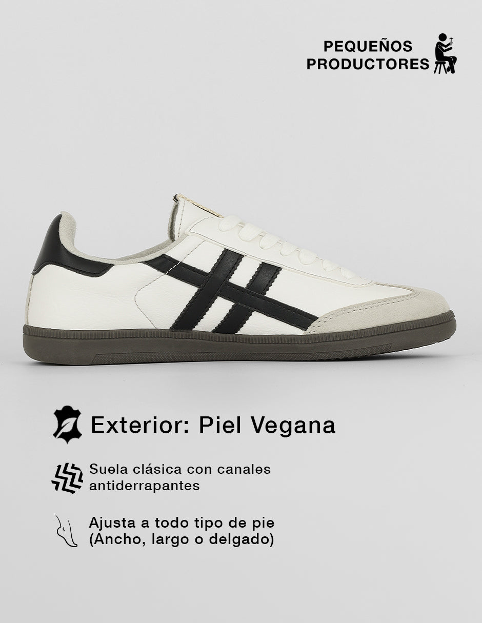 Tenis con cordones  Sam en Piel vegana – Blanco
