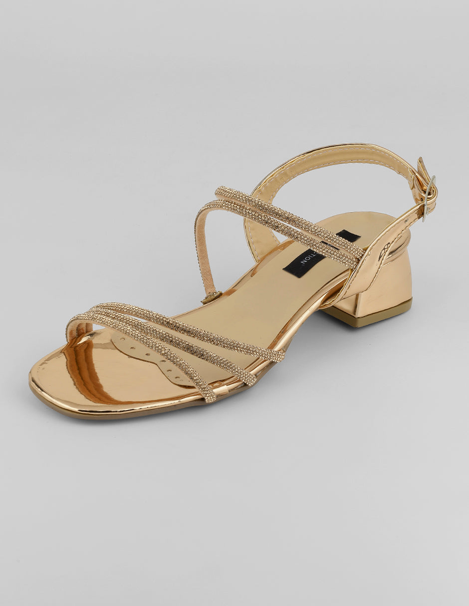 Sandalia con tacón Glow en Sintético – Dorado
