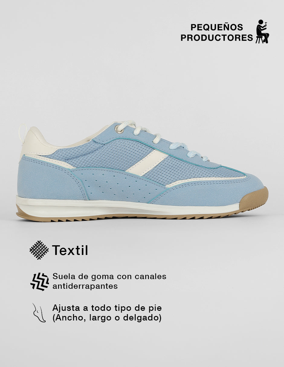 Tenis con cordones  Sam en Textil – Azul