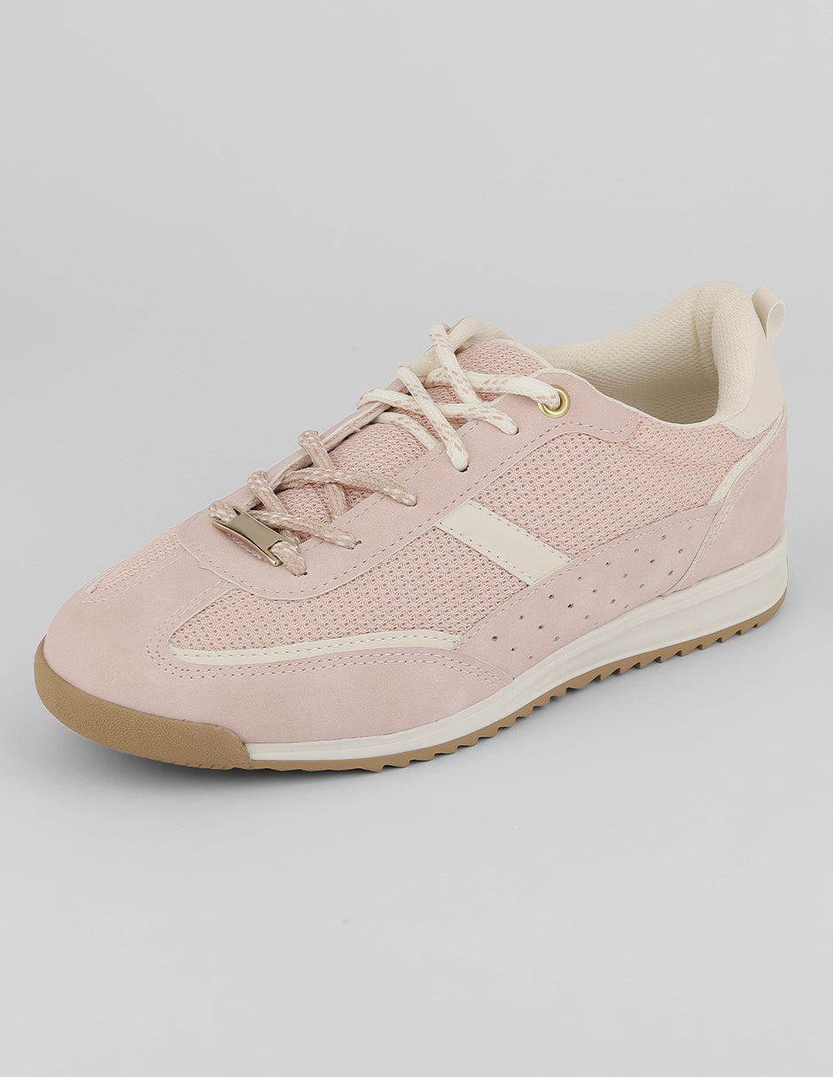 Tenis con cordones  Sam en Textil – Rosa