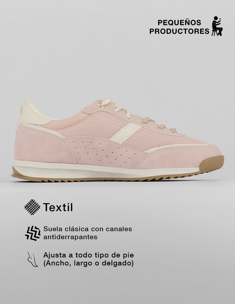 Tenis con cordones  Sam en Textil – Rosa