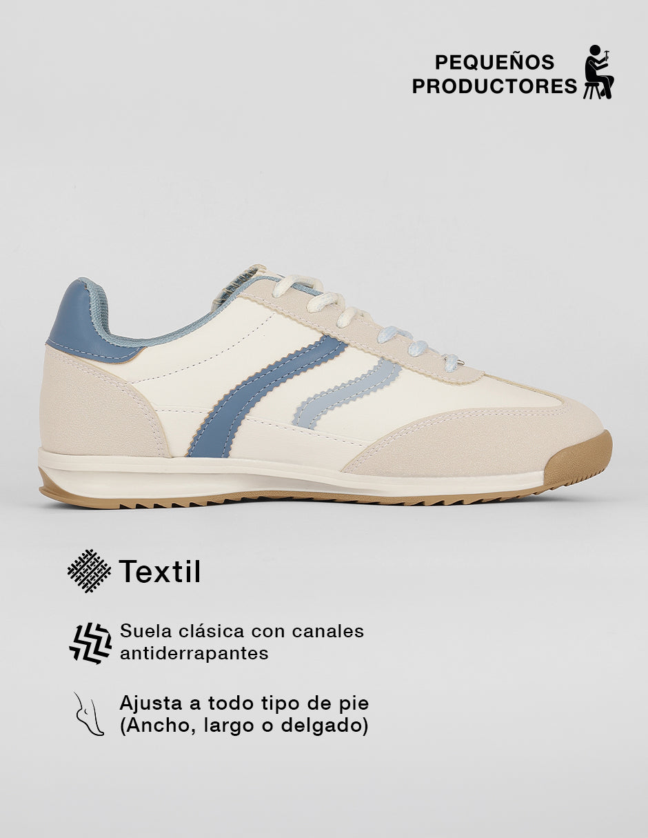 Tenis con cordones  Sam en Textil – Blanco