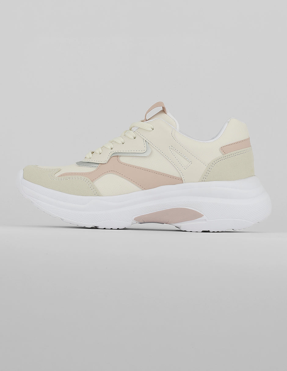 Tenis tipo deportivo Exterior Sintético Color Latte Para Mujer De RBCOLLECTION