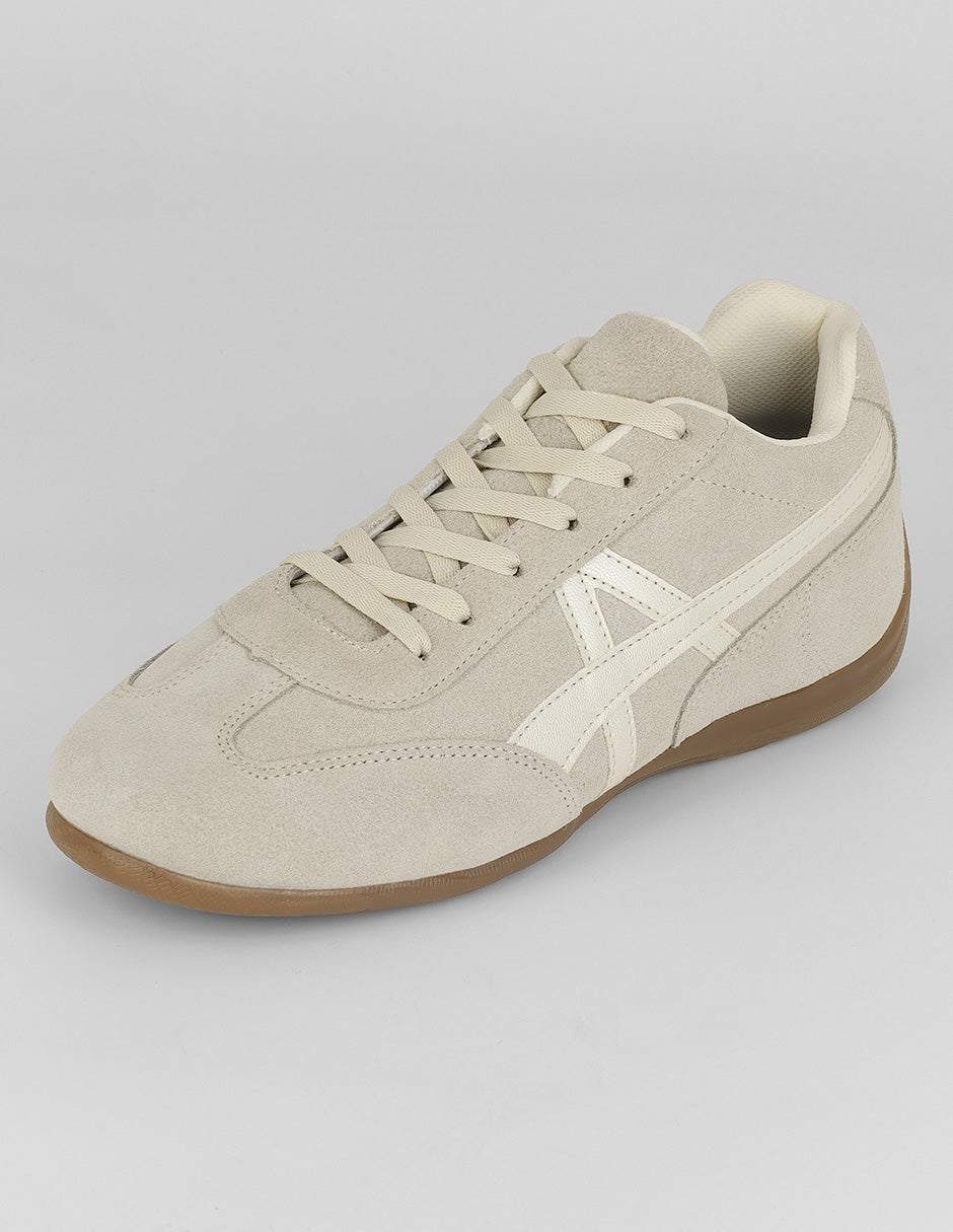 Tenis con cordones Sam en Piel – Beige